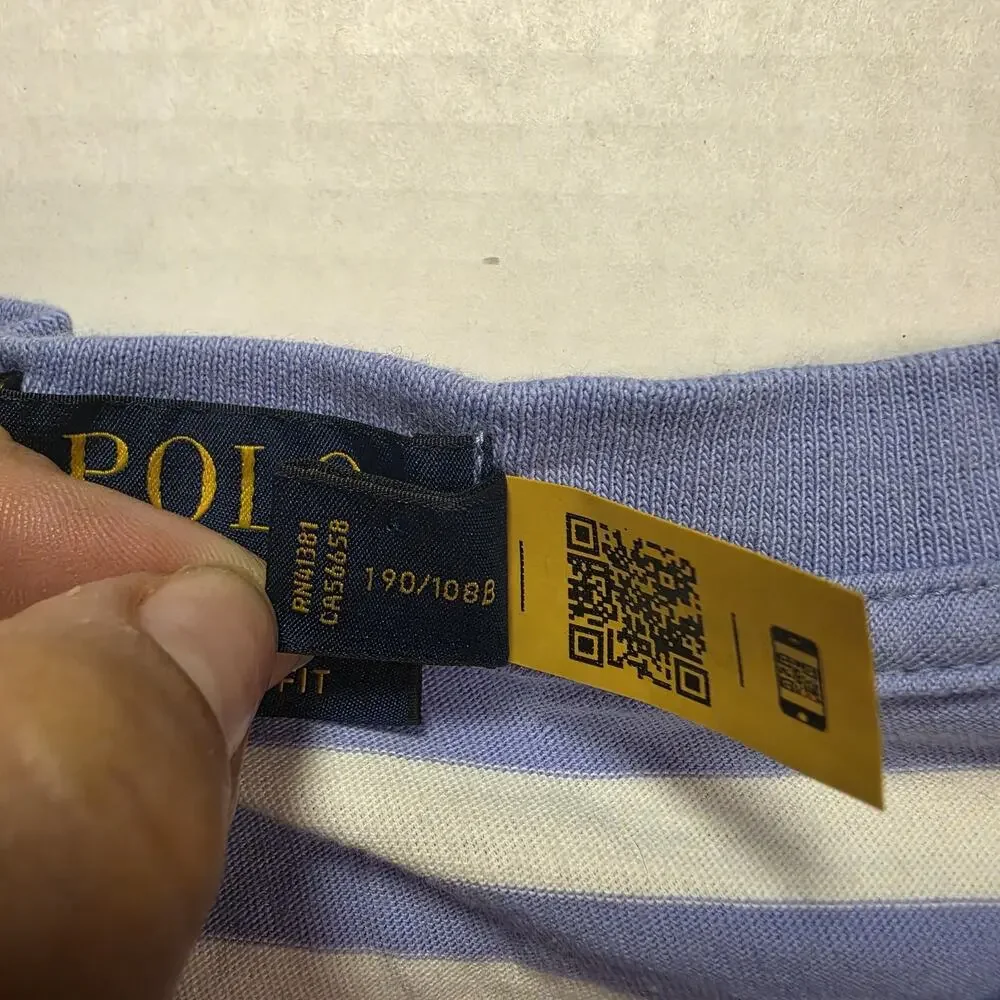 Polo Ralph Lauren Classic Fit Blue/White Striped Jersey Crewneck Tee Big 2X